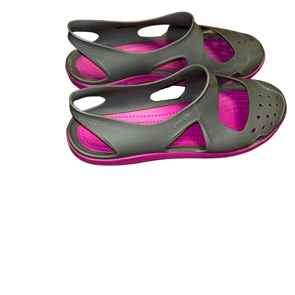 Crocs Swiftwater Wave Size 8 Gray Pink Comfort Sandal Mary Jane water shoes